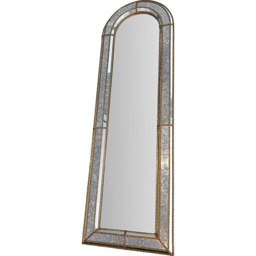 Miroir multifacettes vintage avec guirlandes en laiton, 1970