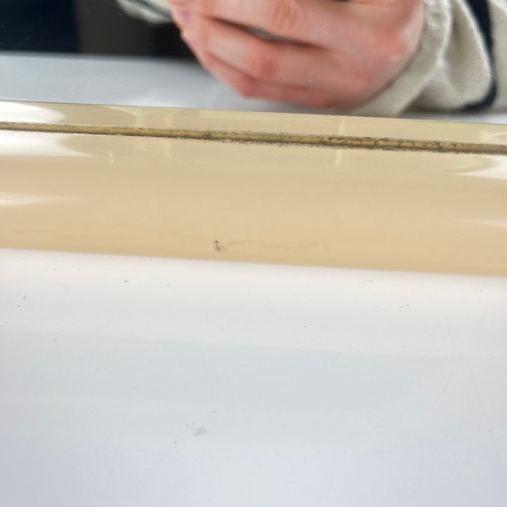 Image 1 of Specchio quadrato in plastica con bordi arrotondati, crema, 1970/80