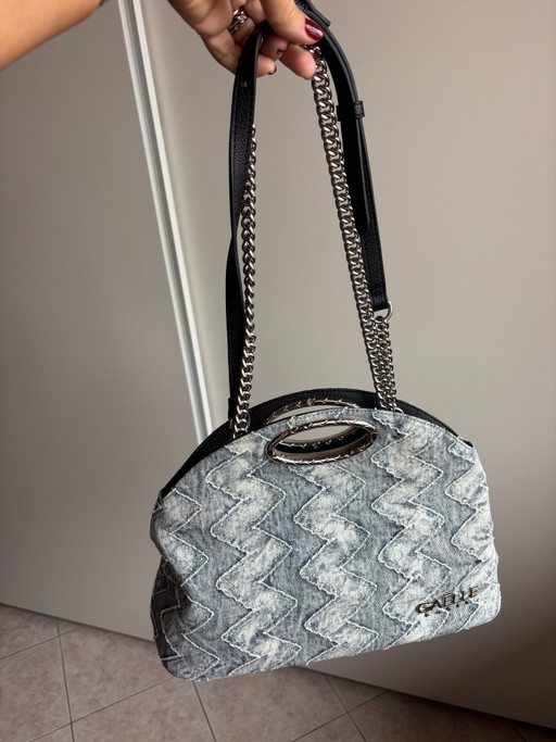 Borsa Gaëlle Paris in Denim Effetto Chevron