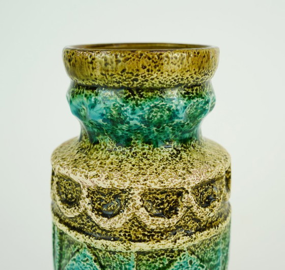 Image 1 of vintage WGP bay keramik VASE relief pattern shades of green and beige model 92 20