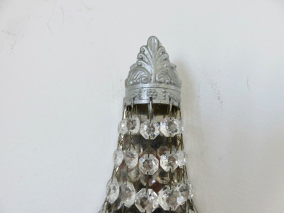 Image 1 of Paar silberplattierte Wandleuchten in Form von Heißluftballons mit Quasten