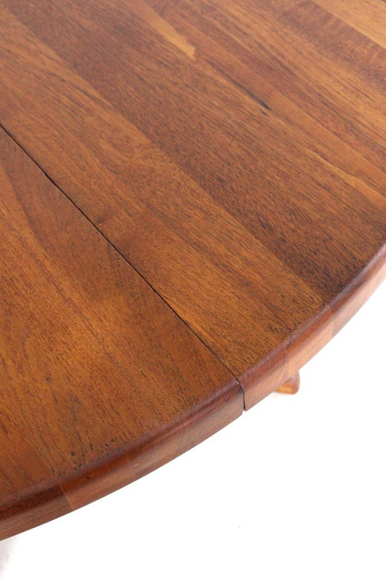 Round Danish 2x extendable solid teak dining table midcentury – Wood (photo 8 of 15)