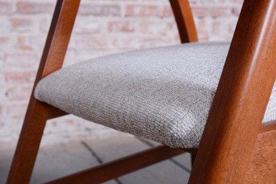 Pair of Restored Mid-Century Armchairs, Reupholstered, Cherry Wood, Czech, 1970s – Textile (photo 7 of 18)