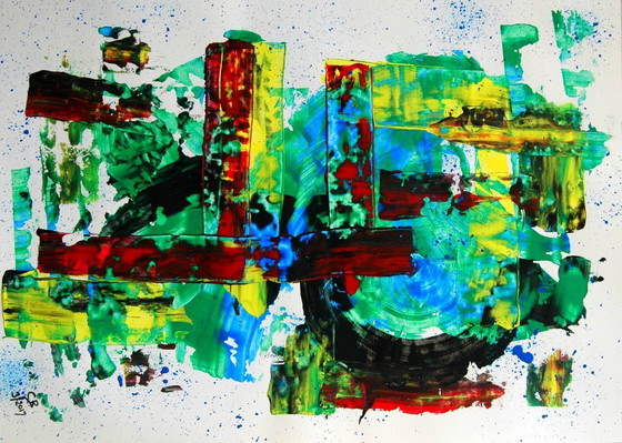 Image 1 of CB. Abstract op papier 26/149 Diptiek