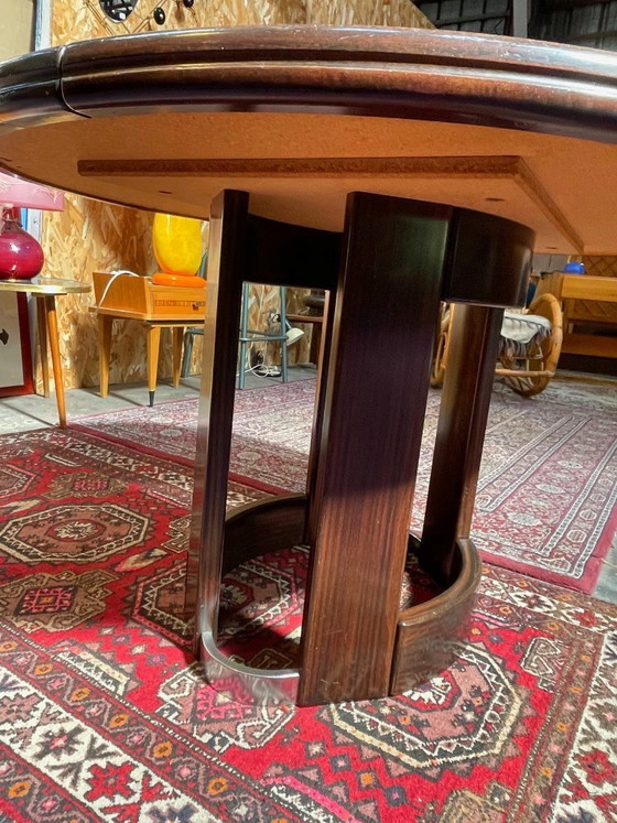 Image 1 of Table vintage en marbre vert de mer et palissandre années 1970