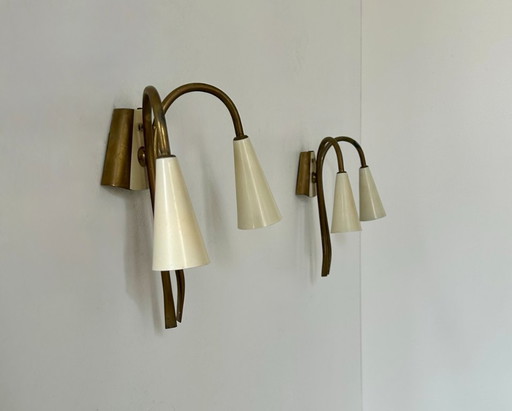 Pair of brass sconces, France, 1950