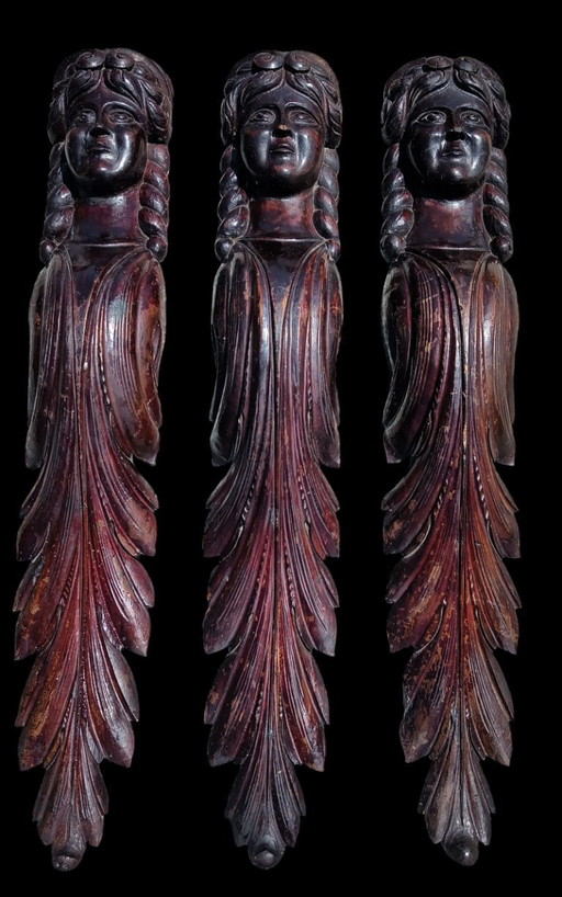 Antique Wooden Carved Caryatid 3: Woman