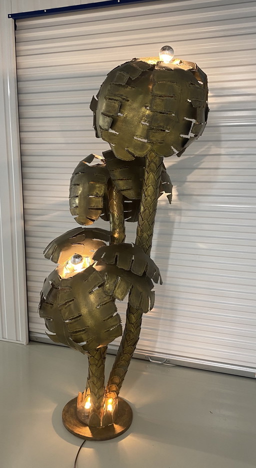 Grote vintage messing Maison Jansen vloerlamp 70’s