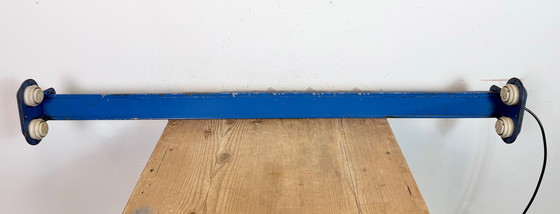 Image 1 of Blauwe industriële hanglamp, jaren 70