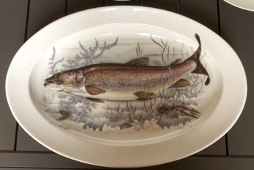 1 large oval fish platter in Limoges porcelain