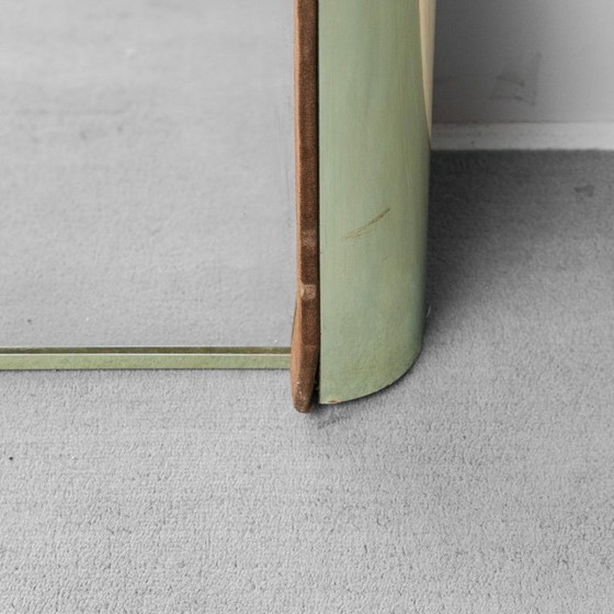 Image 1 of LARGE VINTAGE MIRROR WITH BRASS AND SUEDE FRAME FROM THE 70S – MODERN DESIGN