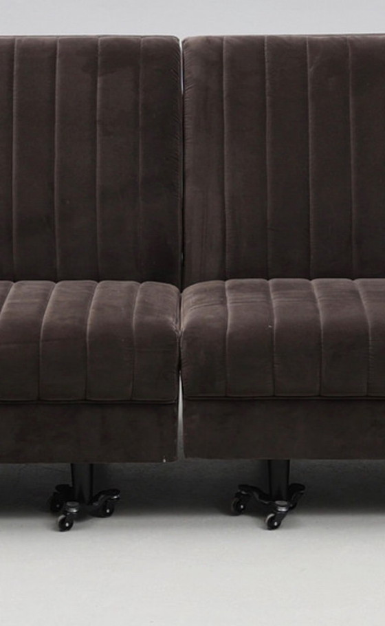 Image 1 of Divano modulare contemporaneo a 2 pezzi, rivestimento in velluto, look scandinavo profondo e rilassato