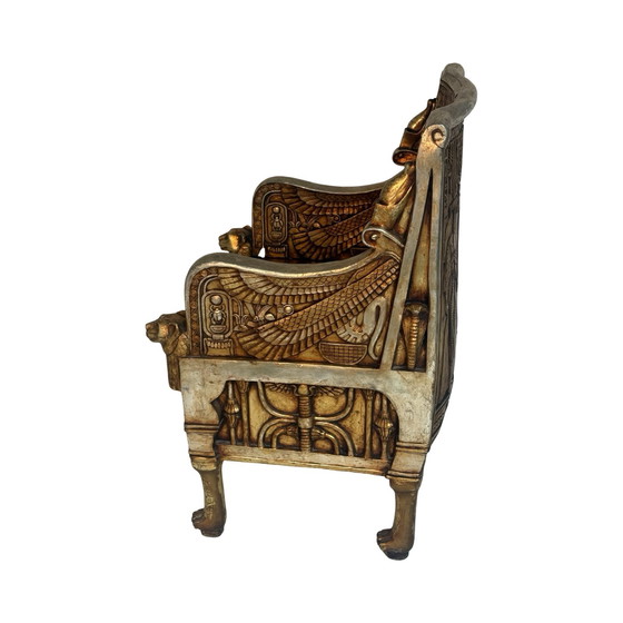 Image 1 of Handmade - Egyptian Pharaoh chair - Replica of King Tut’s Throne - FULL SIZE, Actual chair - Toscana Design - Gold leaf