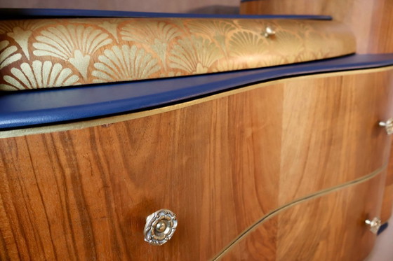 Image 1 of Tocador Art Déco restaurado de nogal con espejo