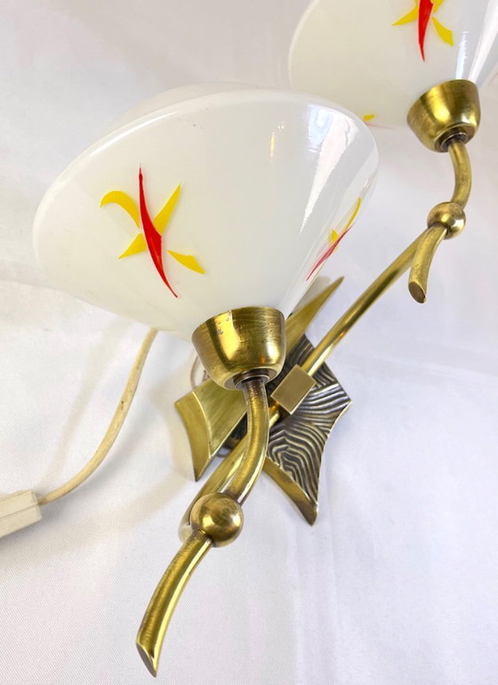 Image 1 of Lampada da parete organica in ottone di metà XX secolo, Francia