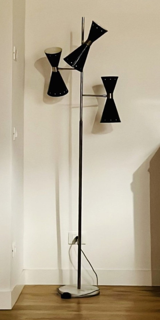 Lámpara de pie Stilnovo, Lámparas de pie, Metal, Mármol, Negro, Mid Century Modern (foto 8 de 8)