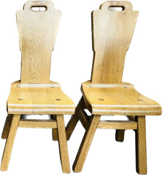 Image 1 of Brutalist Belgisch Zwaar Eiken Stoelen