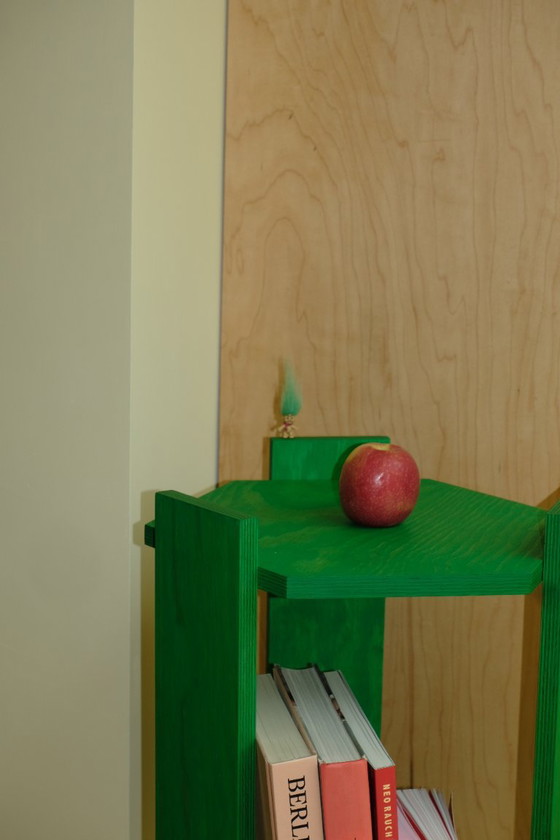Handmade Tall Book Pillar / Vertical Shelving Unit – Transparent Green – Dina, Bookcases, Wood (photo 4 of 7)