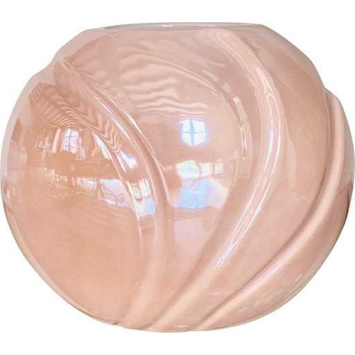 Vase Art déco vintage revival rose, 1980