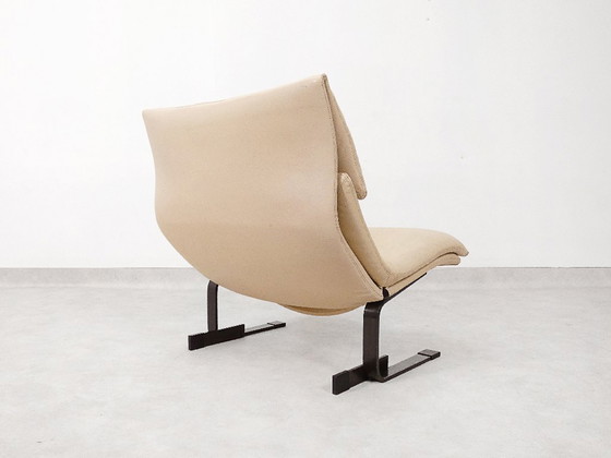 Image 1 of  Saporiti Onda Stuhl – cremefarbenes Leder 