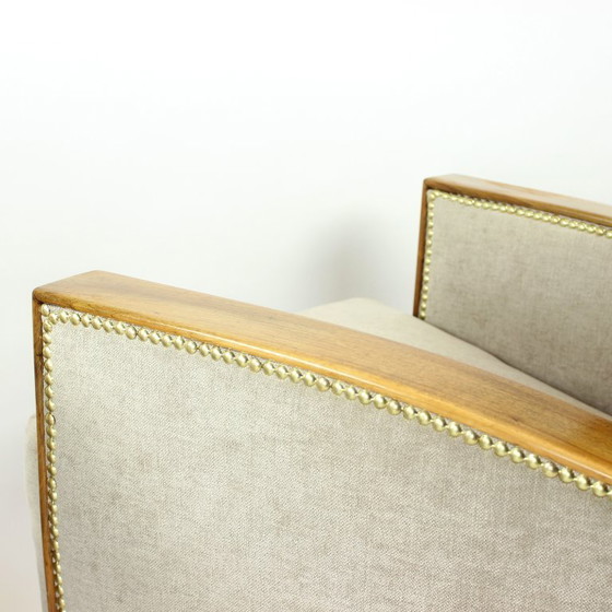 Image 1 of Set di due poltrone Art Déco in noce e tessuto, Cecoslovacchia, anni '30