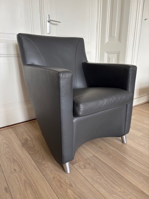 Fauteuil Leolux Dolcinea - Cuir anthracite - Très bon état