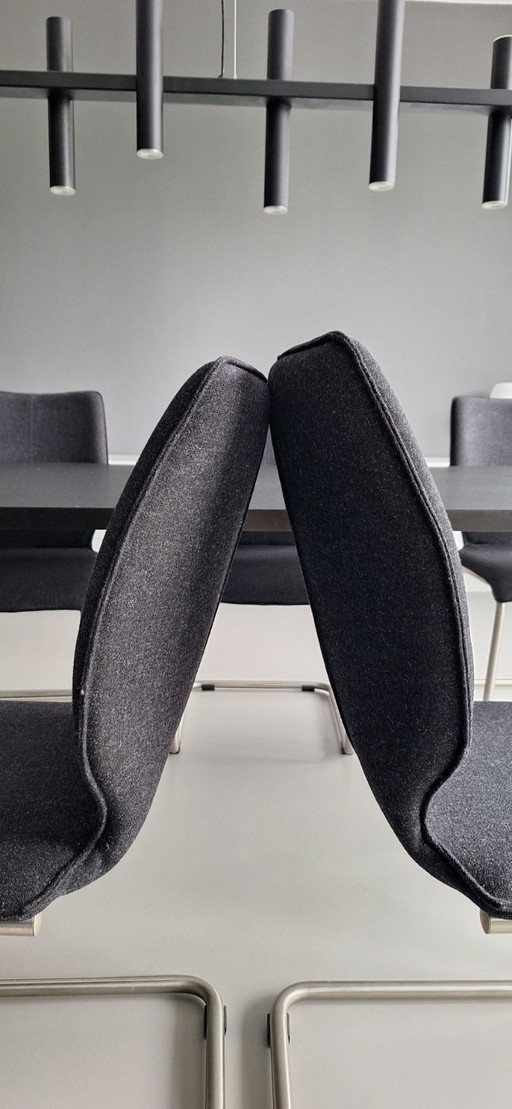 8 Eetkamerstoelen van Bree's World, type Luna met RVS frame. – Bree's New World, Textile, Metal (photo 2 of 6)