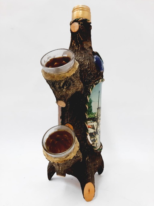 Vintage-Brandy-Set, bestehend aus einer Flasche und 4 Bechern