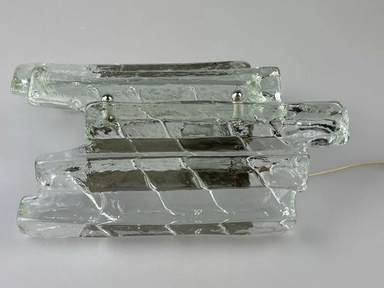 Image 1 of Lampada da parete anni '60 e '70 Fischer Leuchten Germany Design in vetro ghiacciato