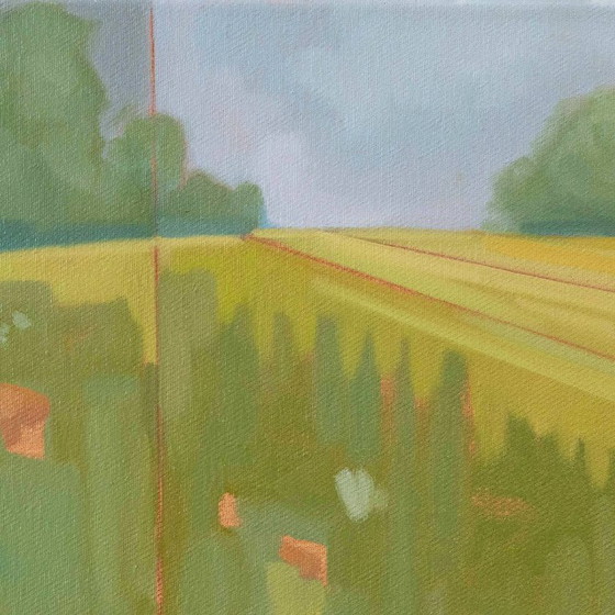 Image 1 of Pollo su un prato estivo, olio su tela, 50 x 30 cm