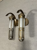2 wandlampen van brons en glas. Gemaakt door kunstenaar Vladimir. 