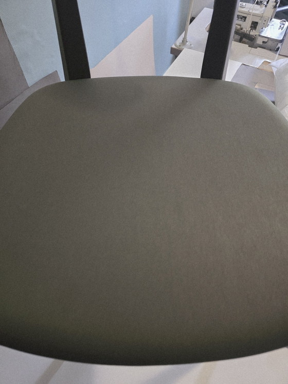 Image 1 of 3 chairs with green seats and webbing in the back