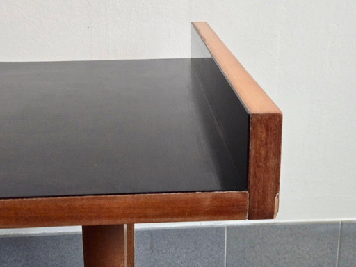 Vintage bijzettafel uit de jaren 50, zwart formica en mahoniehout, jaren 50, DLG Andre Monpoix