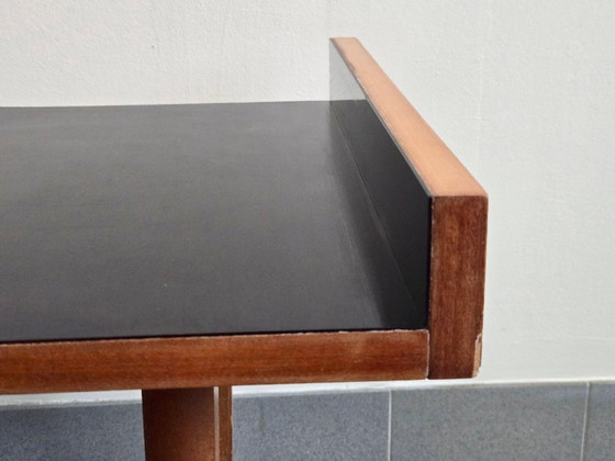 Image 1 of Vintage bijzettafel uit de jaren 50, zwart formica en mahoniehout, jaren 50, DLG Andre Monpoix