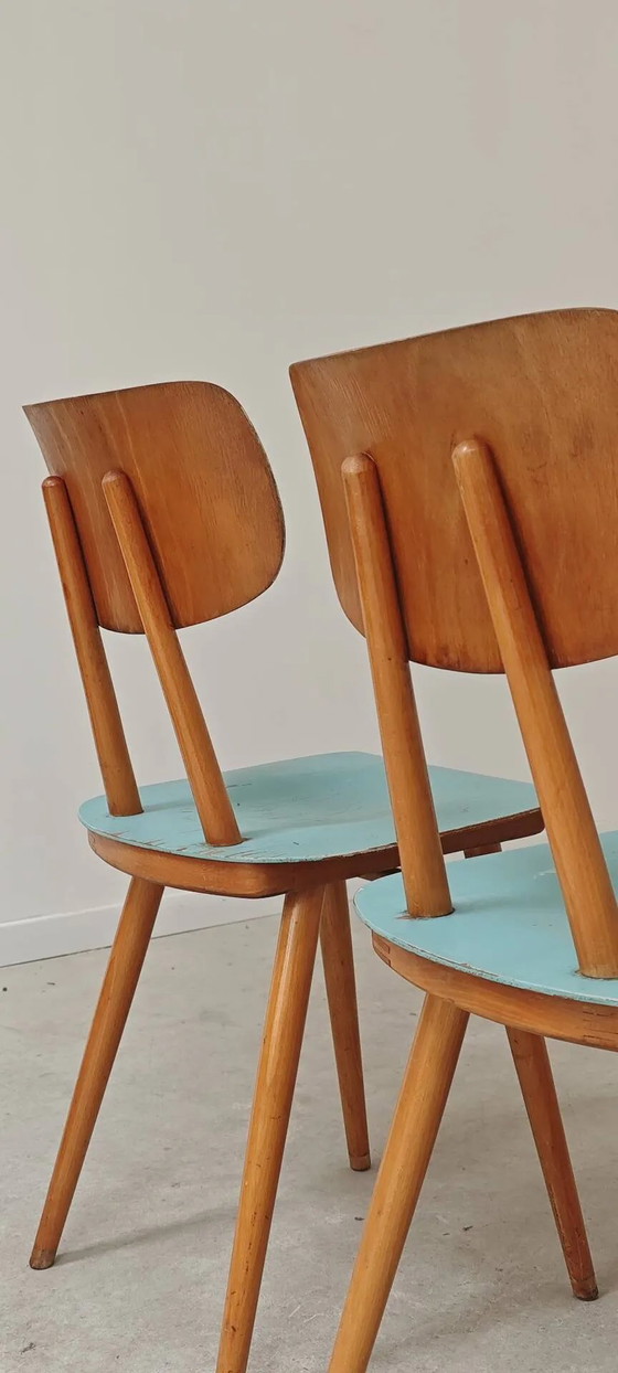 Lot de 4 chaises en bois bleu clair TON Bystrice (Thonet), lot 2. – Chaises de salle à manger, Wood (photo 18 of 22)