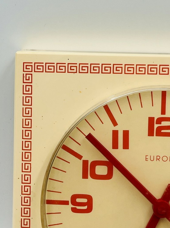 Image 1 of Vintage Europa wall clock, red and cream, 1970s