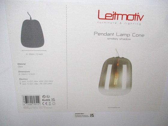 Image 1 of New - Leitmotiv Cone pendant lamp - smokey shadow - 33 cm