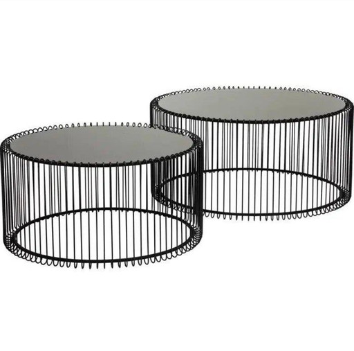 Kare Design Table Basse Wire Noire (Lot de 2)