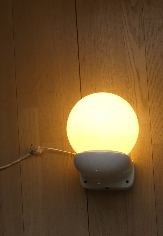Image 1 of Ceramic sphere lamp, wall light, sphere lamp, white opal glass, 1930s, UK1aeb