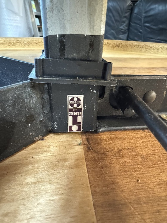 Image 1 of Mid-Century Design Round Adjustable Wooden Veneer Coffee / Dining Table by Ilse Möbel with Solid Centered Pedestal, Germany 1960