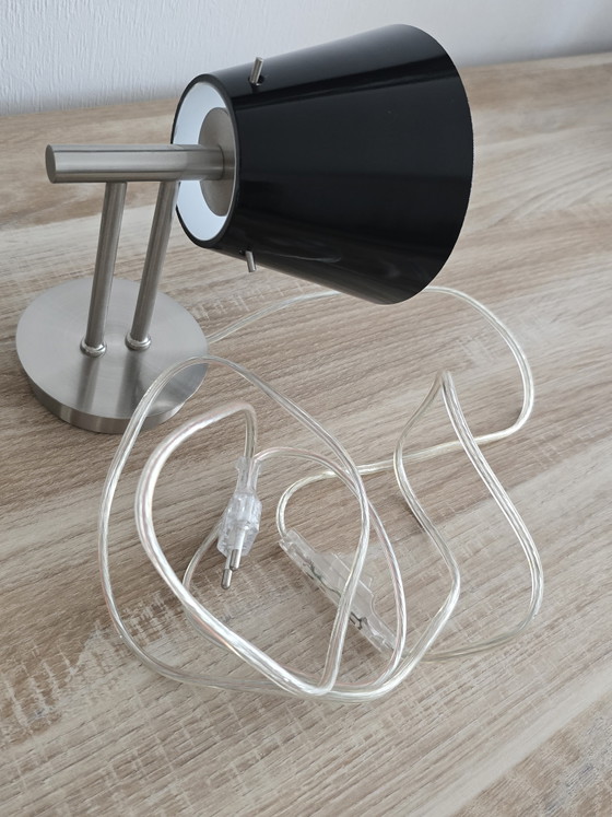 Image 1 of Moderne, massieve wandlamp – zwart en geborsteld staal
