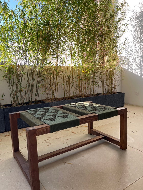 Silla de Diseño en Madera Maciza y Tejido Bouclé 90x50x40cm – Bancos, Wood, Nylon (photo 6 of 8)