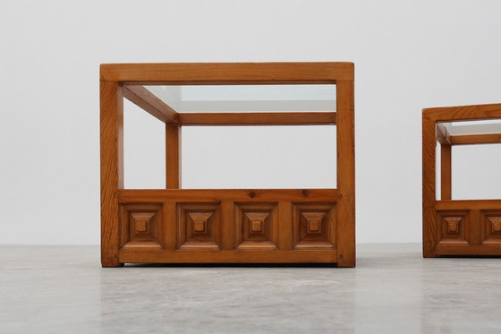 Image 1 of Paire de tables basses carrées Biosca en pin, Espagne, années 1960