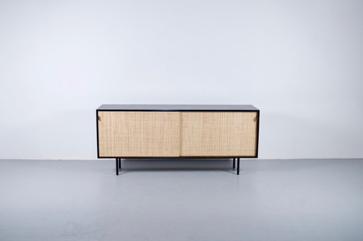 FLORENCE KNOLL SIDEBOARD MODEL 116 WOOD, LEATHER AND RAFFIA 1960