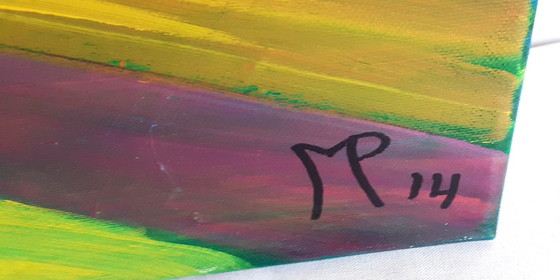 Image 1 of JM gesigneerd schilderij met Titel Tulpenveld