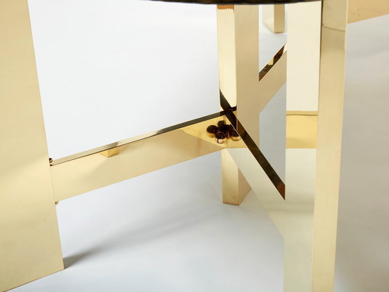 Image 1 of Belgian brutalist resin and brass dining table 1970