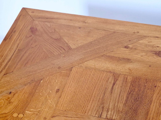 Image 1 of Solid oak coffee table, Aremberg parquet pattern, 19th century
