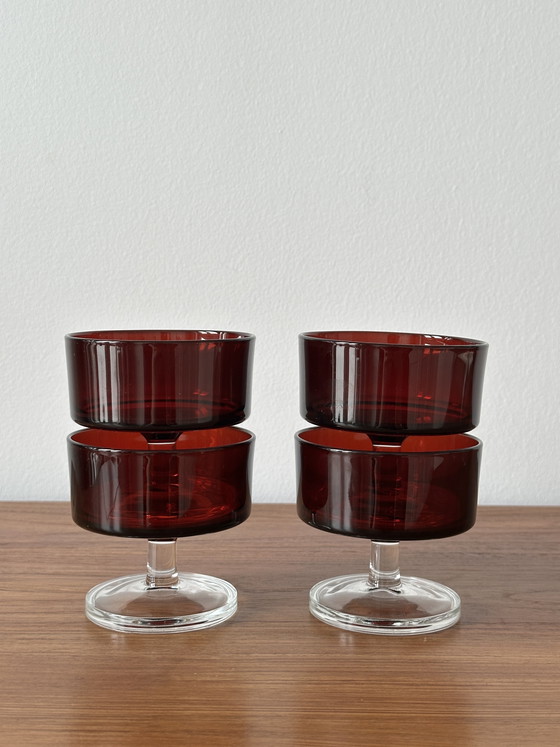Image 1 of Luminarc Verrerie D’arques Ruby Red champagne/dessert coupes
