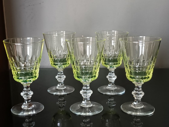 Image 1 of Vintage port glasses in uranium glass