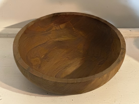 Large vintage solid wood bowl – Catchall – Centerpiece – 31 cm – Table accessories (photo 3 of 15)
